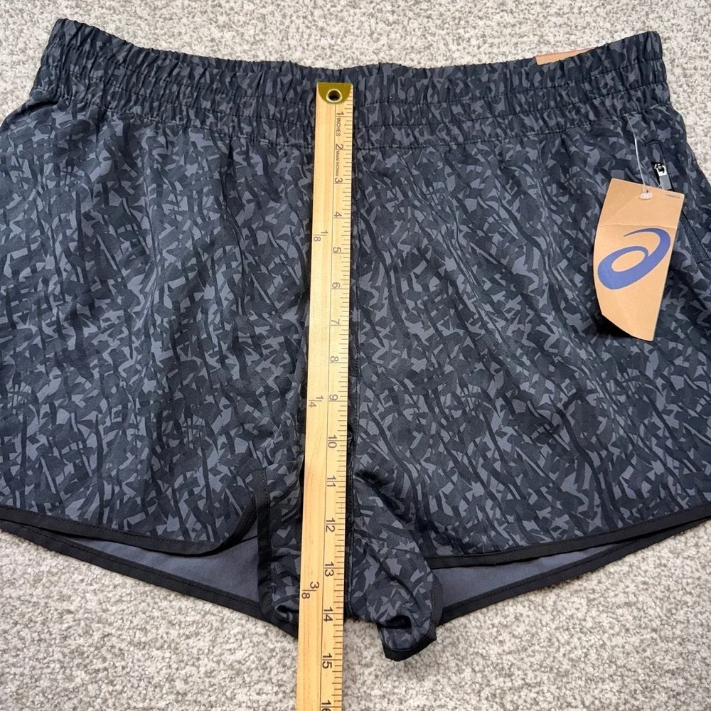 NWT Women's‎ ASICS Athletic Black Patterned Woven Lined Running Shorts Size XL